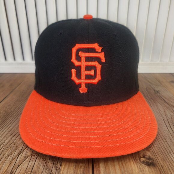 SF Giants New Era 59fifty USA Made Fitted 7 1/8" On Field Hat Cap Black Orange - Picture 2 of 10